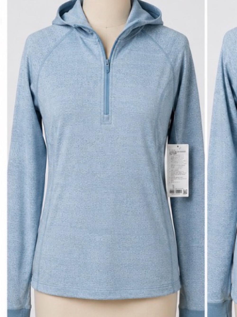 lululemon athletica Light Blue Hooded Quarter-Zip Sweater